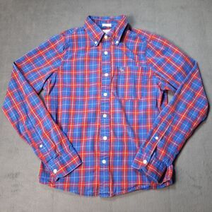 Abercrombie & Fitch Shirt Mens Medium Blue Red Plaid Button Muscle Cotton A&F AF